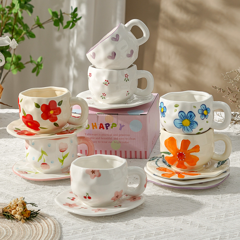 Taza de café de cerámica de alta calidad, taza de café de la tarde, esmalte de color, estilo chino, estilo retro coreano, hogar