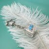 Pc single button-transparent-silver star chain