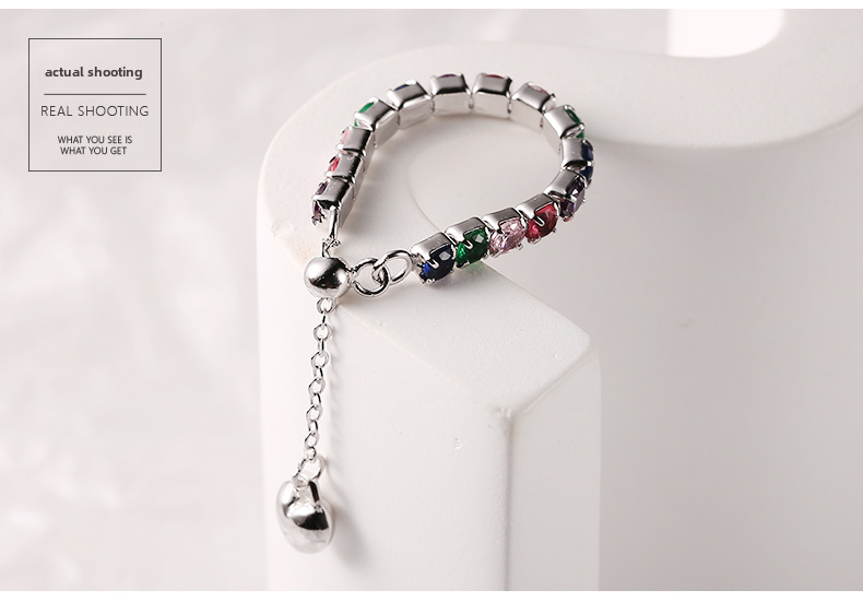 Rainbow Gemstone Eternity Ring In Sterling Silver For Women_voghion.com