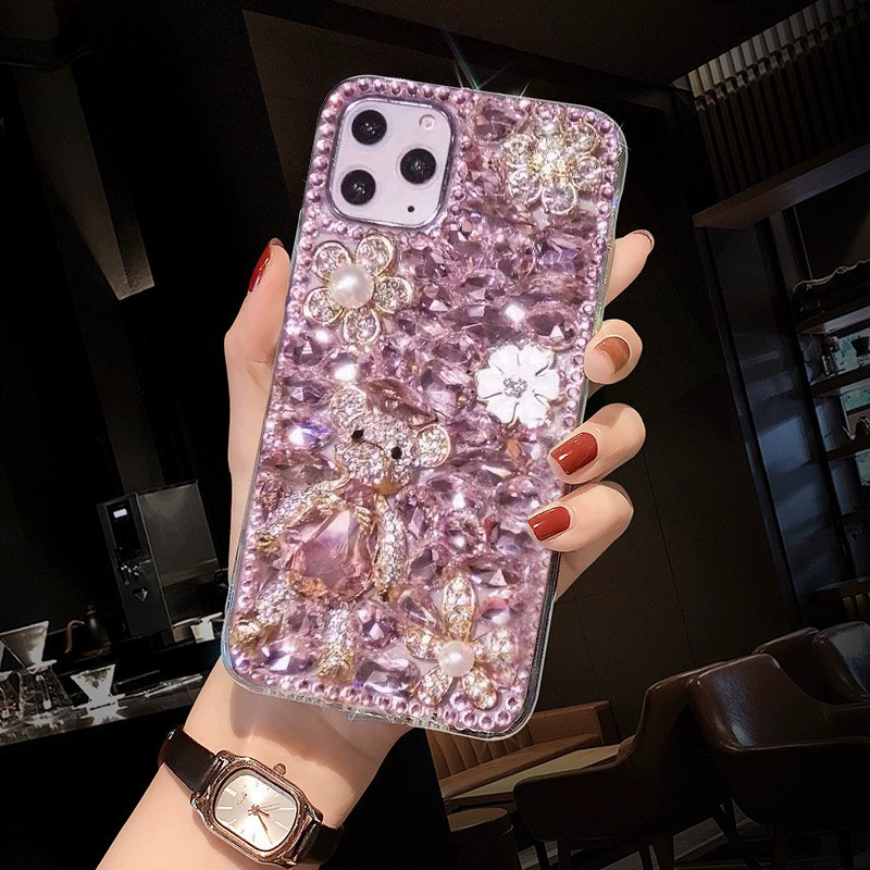 Apple, iPhone15, совместимый чехол для телефона, iPhone15, iPhone13 Pro, инкрустирован драгоценностями, с маленькими медведями, 15promax, 14/13