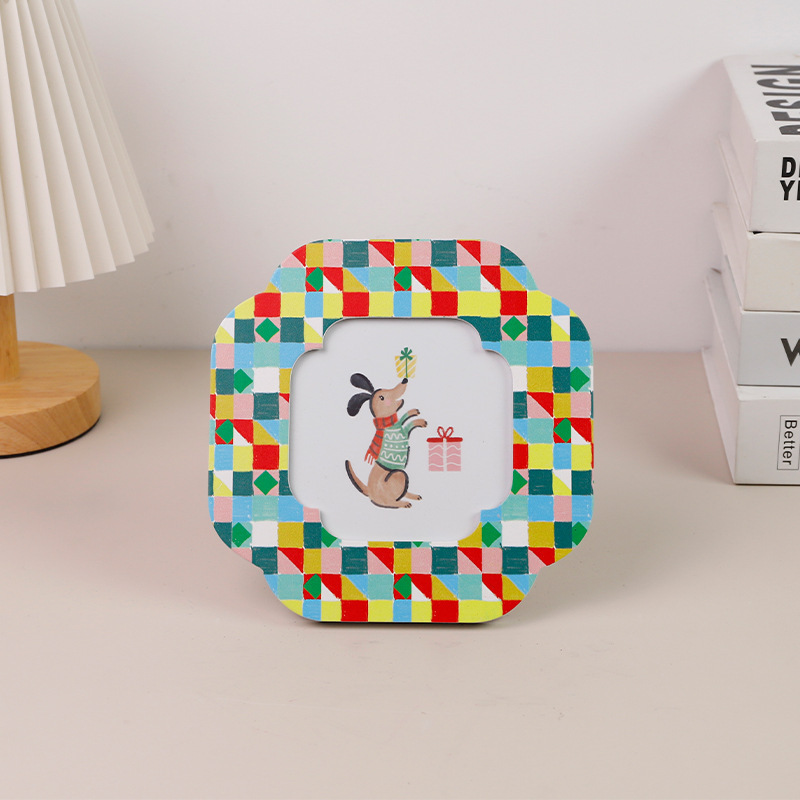 Nordic Plaid Creative and Unique Wooden Photo Frame, Cross-Border Hot-Selling Home Decor, Uniquely Designed Ornament, Direct Sales from the Manufacturer