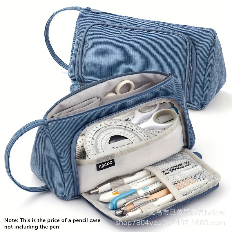 Bolsa de bolígrafo de gran capacidad para estudiantes de primaria simple serie de macarón bolsas de bolígrafo de separación multicapa multifuncional caja de papelería de alto valor facial