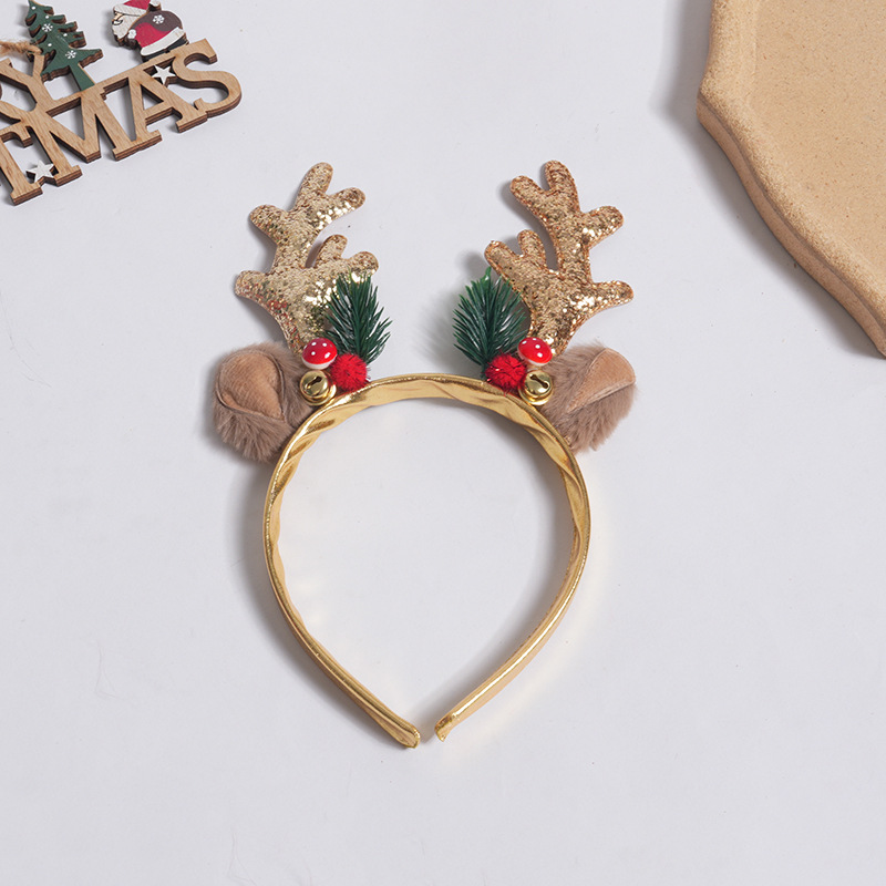 Adorable cabello de Navidad corno de ciervo cinco estrellas cabeza de banda de cabello de Navidad para niños corpos de cabello de decoración accesorios clipes de cabello