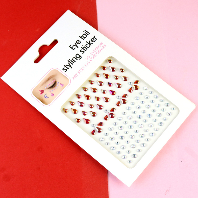 Transfronterizo AB diamantes coloridos joyas de maquillaje de ojos maquillaje facial pegatinas de diamante para niños espectáculo de escenario pegatinas faciales pegatinas de cristal perlas