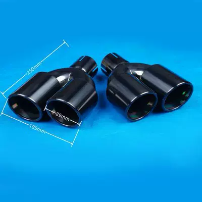 Stainless Steel Titanium-Plated Black Exhaust pipe - 02-52003h-hemmed-titanium-black-double-out