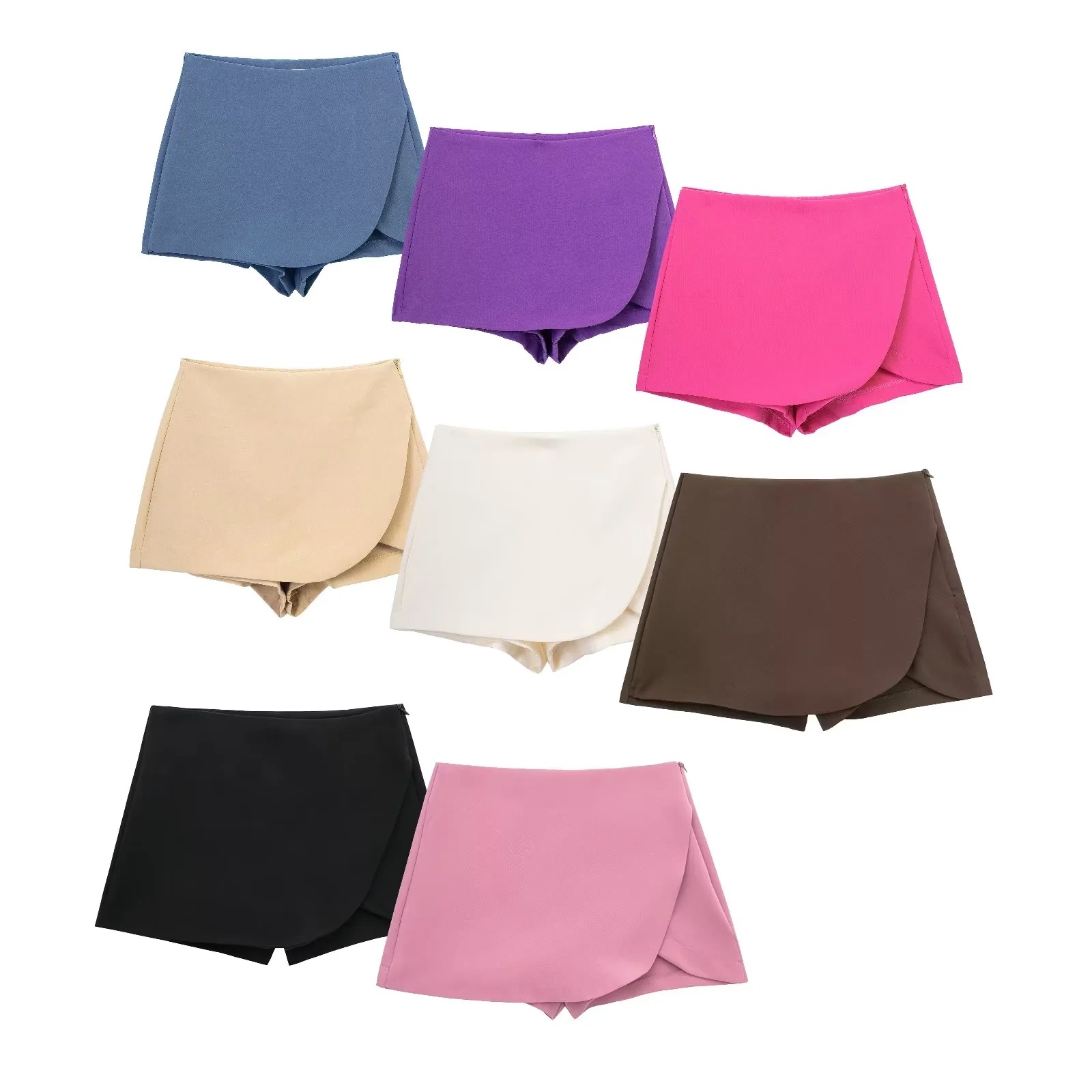 Women's Skirt Shorts High Waist Solid Colour Slit Versatile Style_voghion.com