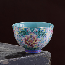 珐琅彩主人杯茶杯大号手工扒花功夫品茗杯陶瓷复古禅定杯个人单杯