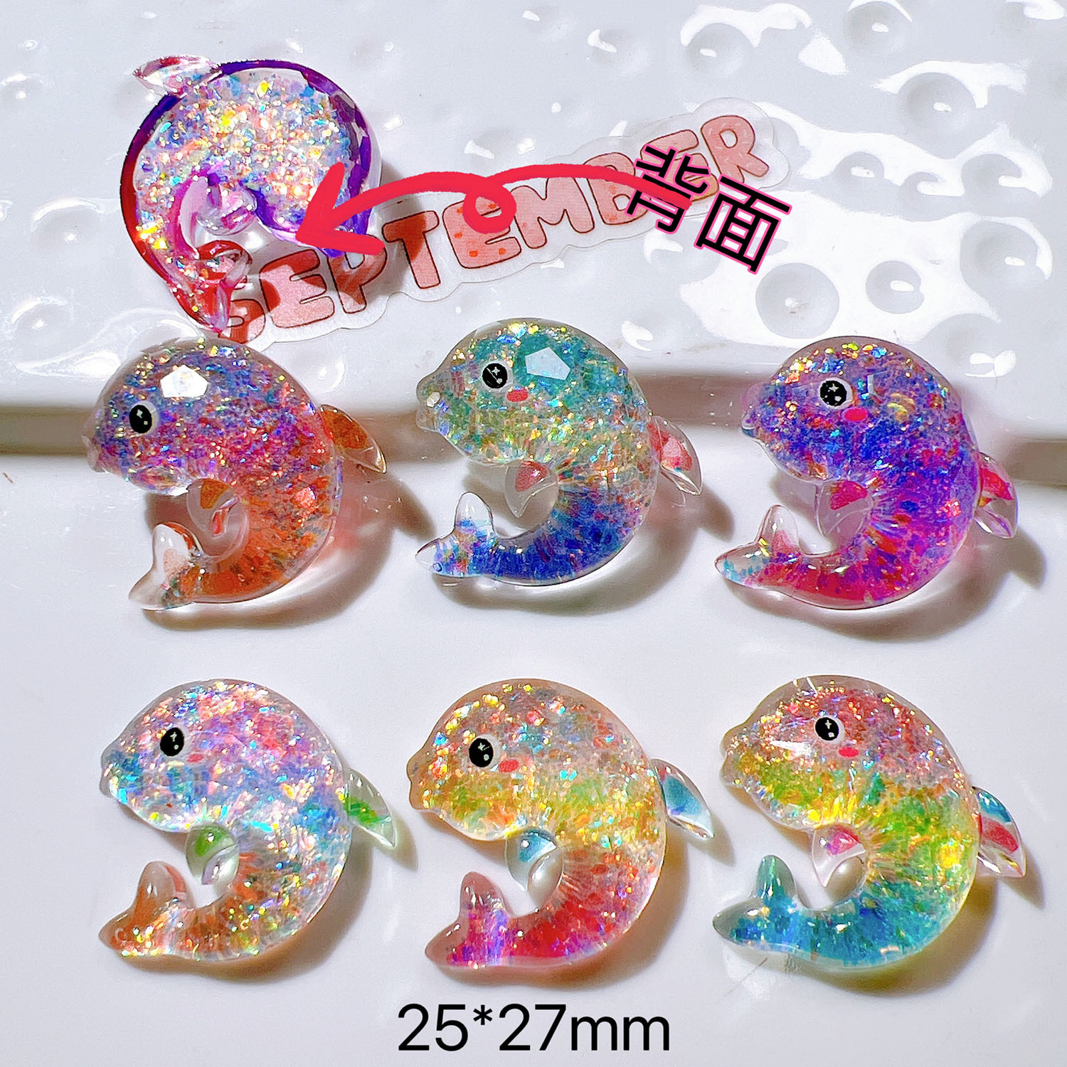 樹脂部品卸売り手作りアクセサリーdiy靴花子供頭飾り玩具セットabゴムグラデーション色イルカ