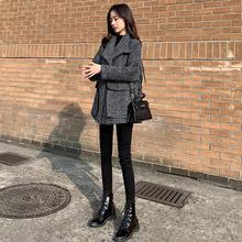 加厚毛呢外套女百搭2025秋冬新款格子宽松中长款小个子呢子大衣