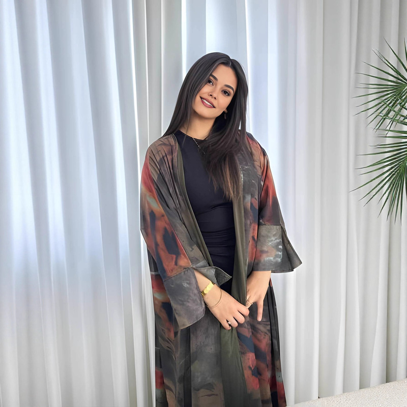 Factory Direct Supply Yidoduo New Model Cross-Border Hot-Selling Chiffon Printed Fashion Robe Versatile Ethnic Sc163