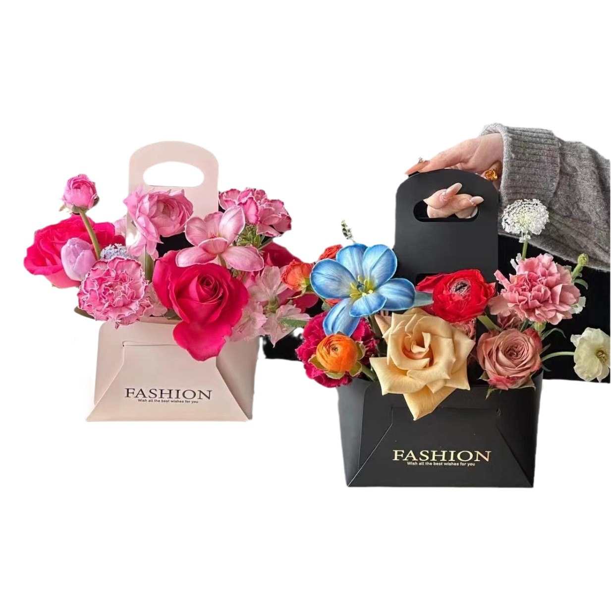 Caja plegable de flores para el día del maestro, bolsa de regalo de flores al por mayor, caja de flores de mano image 1