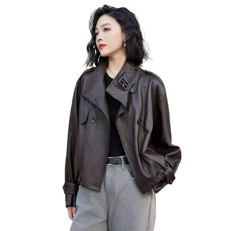 美式皮衣外套女短款2025秋季新款立领气质机车服皮夹克洋气|undefined
