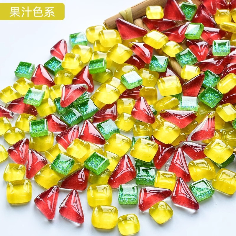 200克diy多元闪粉马赛克集合水晶自由石玻璃儿童手工材料颗粒|undefined