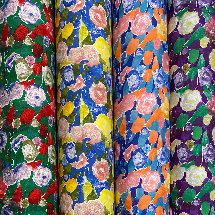 Fabricante al por mayor transpirable 30s floral impresión digital inventario 100% tela de rayon