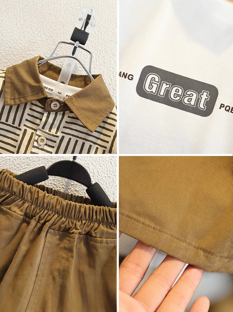 8109 Traje para niños Moda Fried Street Ropa para niños 2025 Nuevo estilo Estilo occidental Ropa de verano a rayas coreanas Ropa para bebés