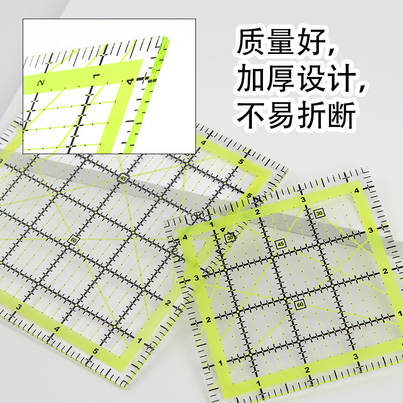 Regla de patchwork ropa sastre en pulgadas escala estándar regla de ángulo regla de acolchado acrílico línea de cuadrícula de dos colores