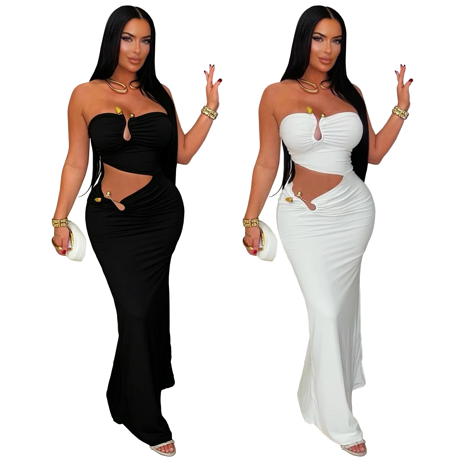 C7696 Aliexpress transfronterizo Amazon Europa y América moda de mujer sexy mochila de pecho vestido de cadera delgada image 6