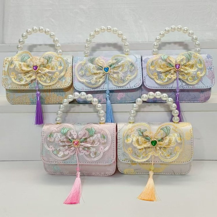 Bolsos infantiles de alto nivel, exquisitos antiguos, bolsos de cambio de niña, bolsos de mano de perlas de princesa, bolsos de almacenamiento