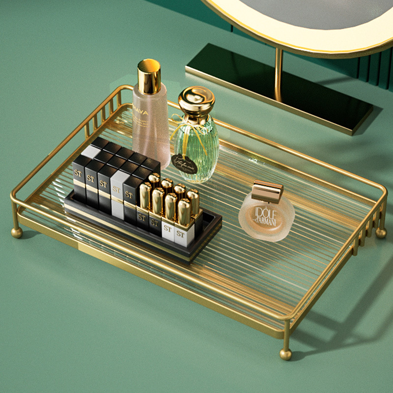 Luz de lujo Baño de almacenamiento de rack de baño caja de almacenamiento de acrílico baño aseo de escritorio peine cosméticos estante