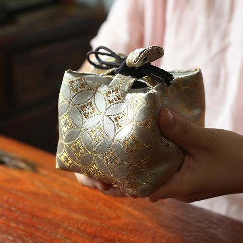 Brocade tea set bag, pot bag, teapot quick cup, covered bowl, male cup, cotton drawstring fabric storage bag