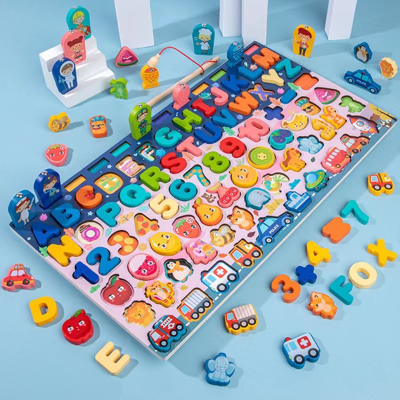 Educación temprana multifunción tabla logarítmica para niños pequeños rompecabezas cognitivo de combinación de formas rompecabezas digital juguetes educativos de 3 a 6 años