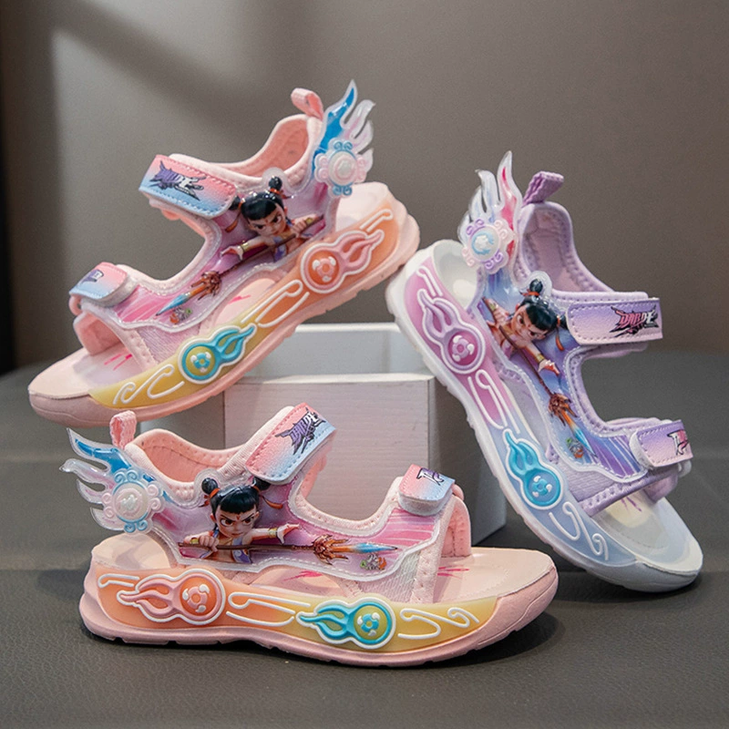 Детские сандалии для девочек пляжные туфли летние новые мультяшные туфли для девочек принцессы милые мягкие детские спортивные сандалии