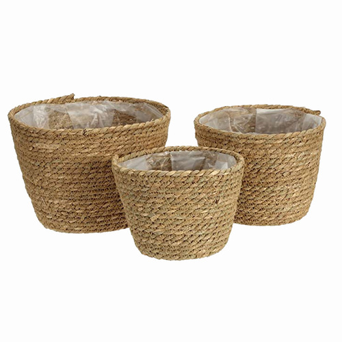 Wholesale Nordic straw flower pots, rattan flower pots, flower baskets, succulent flower pots, simple woven straw flower pot sets