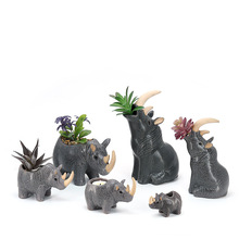 现代简约创意犀牛陶瓷花瓶摆件种多肉植物家用客厅书房办公室桌子