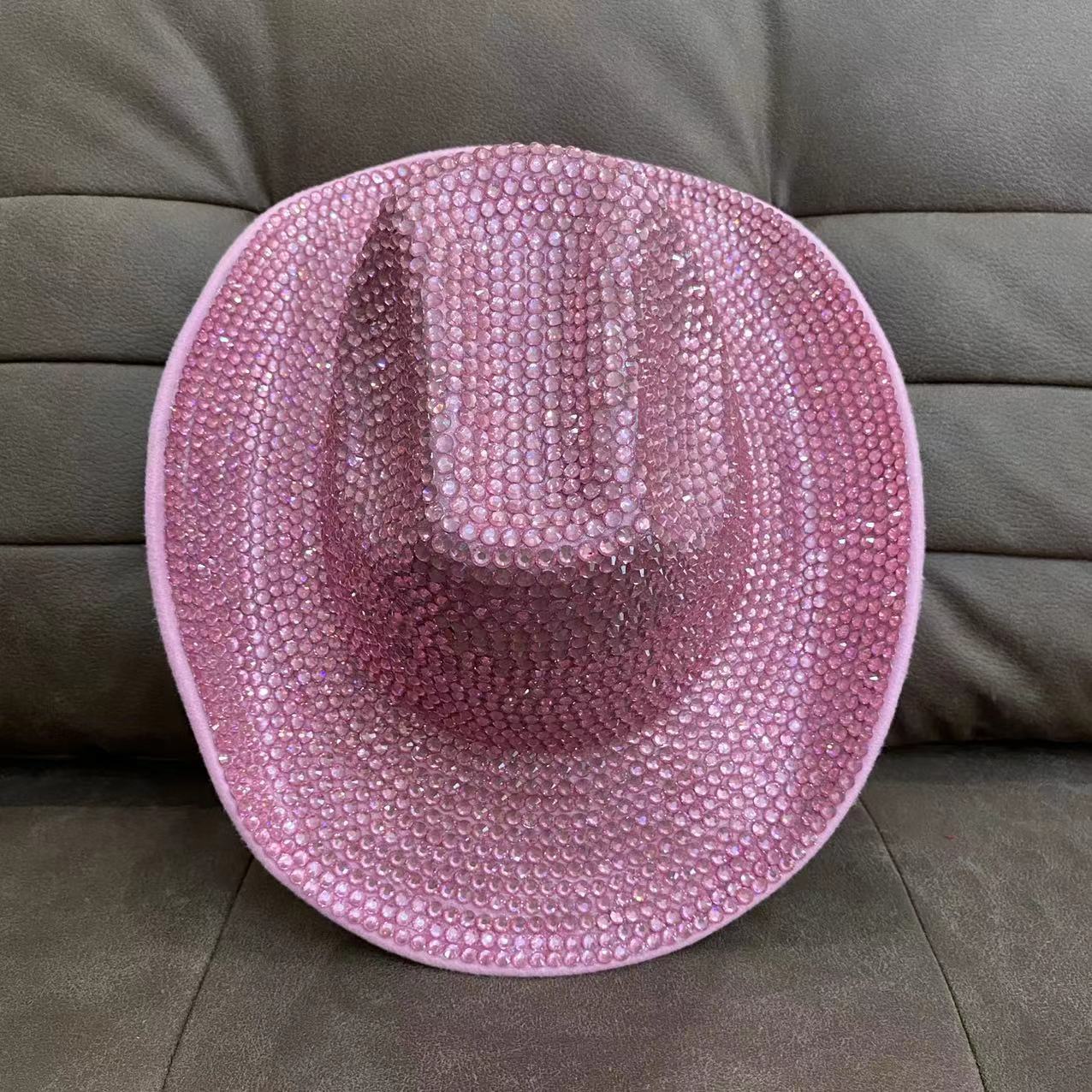 Transfronterizo completo sombrero de escenario de diamantes hechos a mano puro británico retro lana diamante sombrero de felt sombrero de jazz fábrica al por mayor