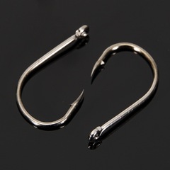 Cross-border fishing tackle: Ise-ni fishhooks with ring, Lure-style bent hooks featuring a hole—50-piece box packed with barbed, high-carbon steel hooks