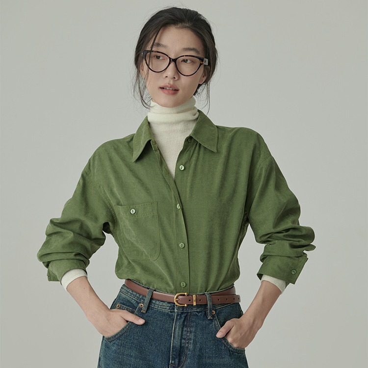 Atmospheric Soft Velvet Shirt for Women 2025 Spring & Fall New Dopamine Color Loose and Versatile Layered Long-Sleeved Shirt