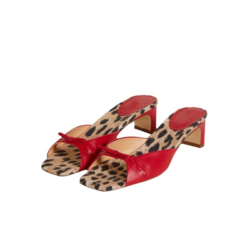 Retro Women's Square-toe Kitten Heel Sandals With Bow Strap_voghion.com