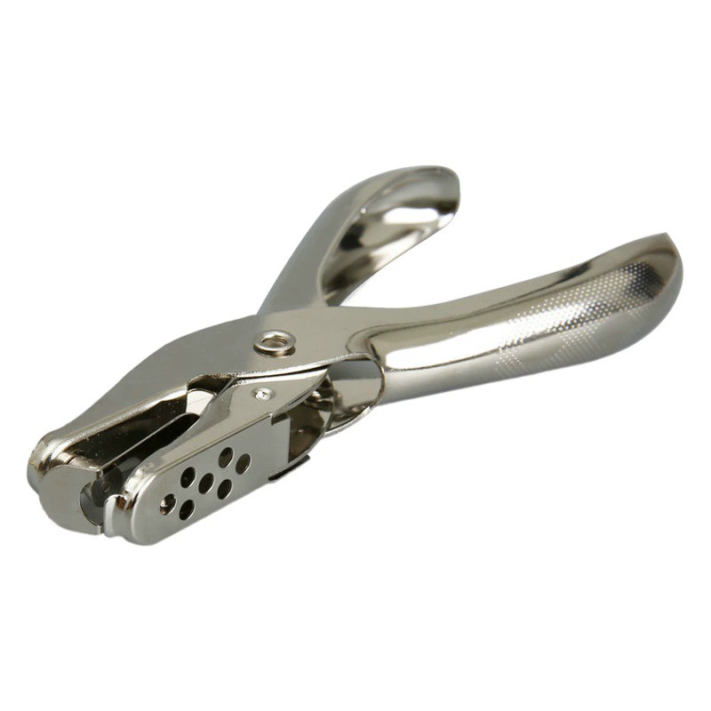 Металлический дырокол для бумаги, способный пробивать 8 листов формата А4, круглый отверстие 6 мм, упаковка в цветной коробке, одинарный дырокол.