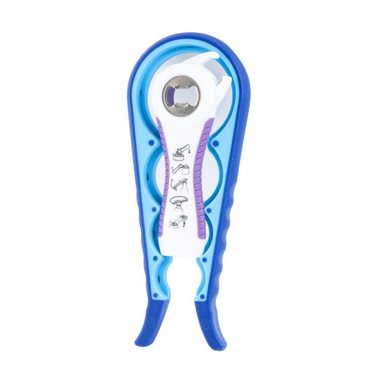 En stock abridor de cerveza cinco en uno abrebotellas herramienta de cocina multifuncional Cuatro en Uno abrelatas abrebotellas