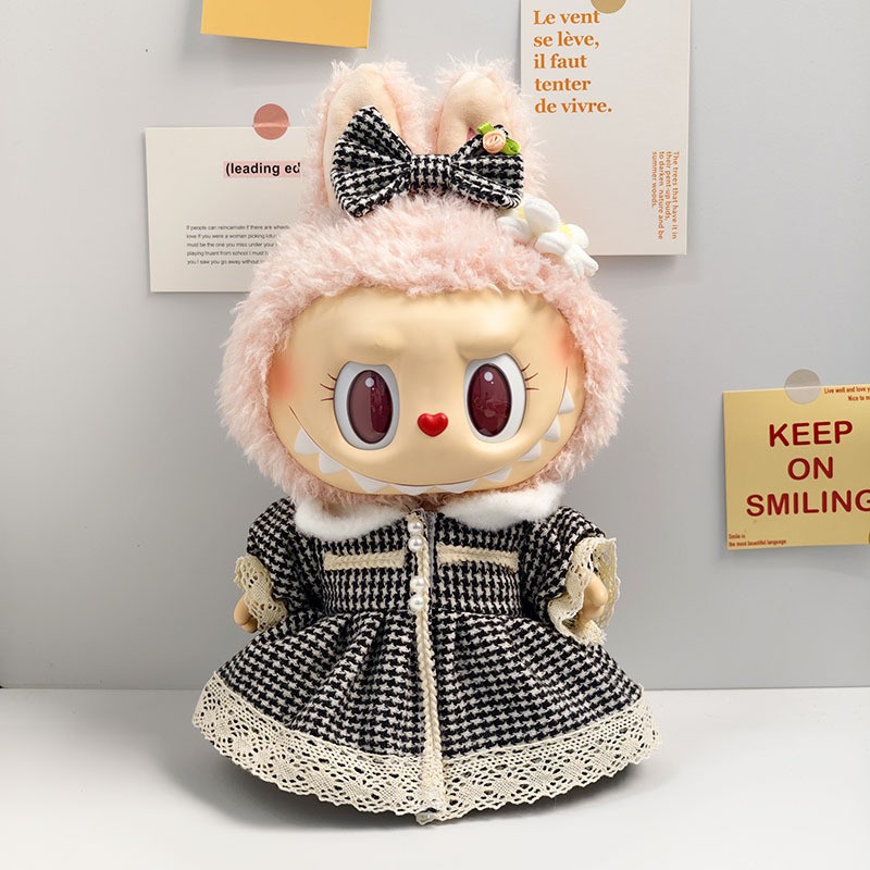 Ropa de muñeca de peluche de vinilo Labubu de 38cm para ropa de muñeca La Bu Time to Chill