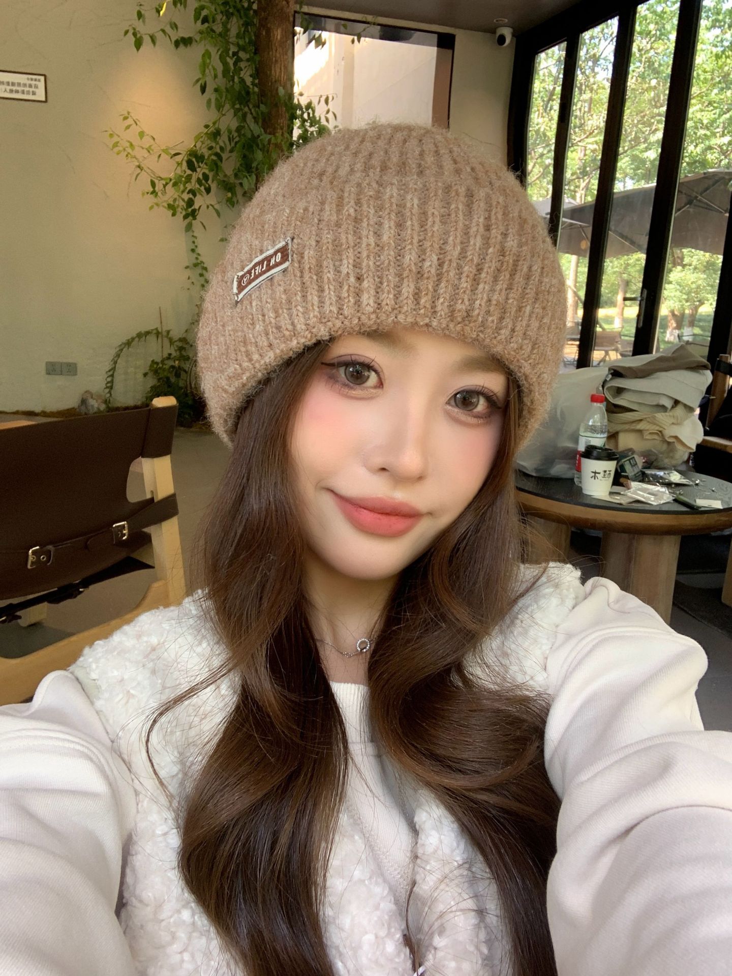 Solid Color Large Head Circumferece Face Slimmig Postpartum Autum Witer Fleece Lied Cold Thick Kitted Hat For_voghion.com