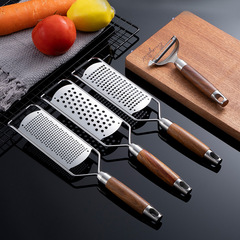 New 304 wooden handle grater kitchen supplies paring knife porous planer ginger mint radish potato grater