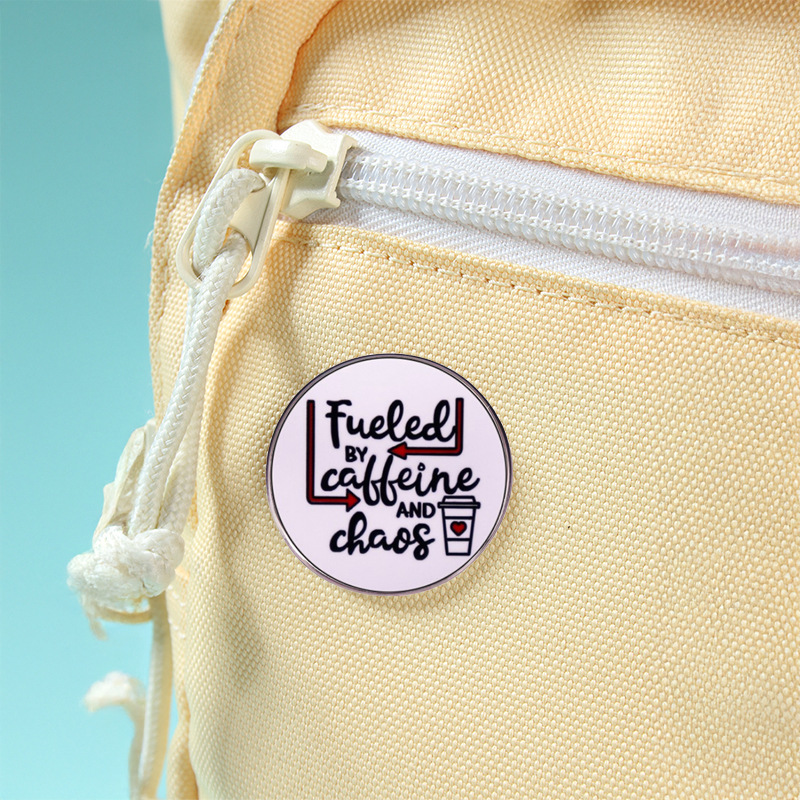 Fashionable universal coffee brooch, badge, English 4