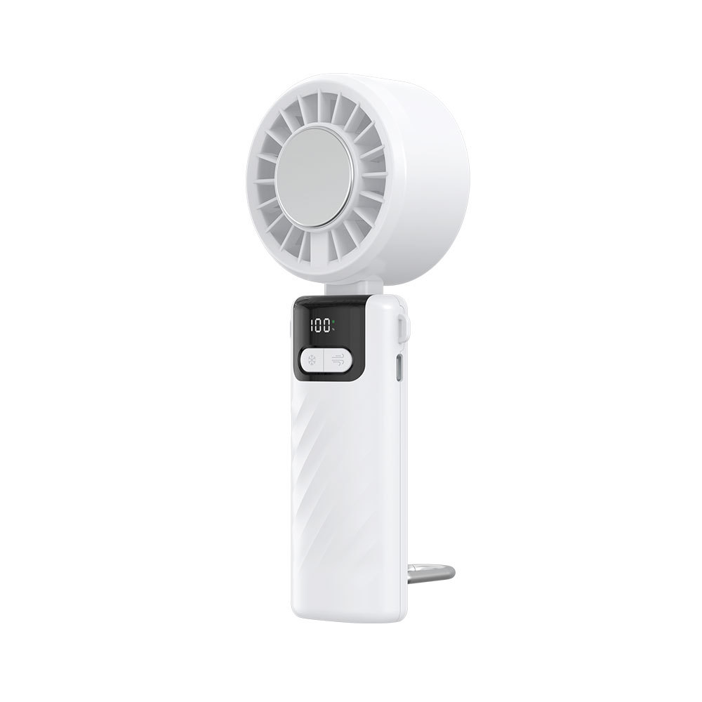 Handzame mini-ventilator met digitaal display, snelle USB-aansluiting voor koeling en ijstherapie, een modern huishoudelijk apparaat._voghion.com