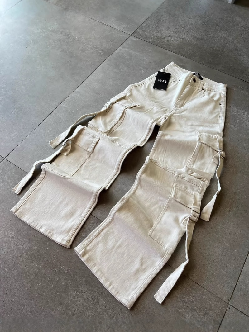 Pantalones de mezclilla para mujer, monos, pantalones de moda de piernas anchas con bolsillos múltiples, pantalones Cargo pants wholesale