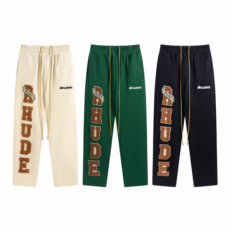 Rhude American Street Fashion Brand Letter Casual Pants Sports Pants Men's and Women's Loose Towel Embroidered Cross-border terry pants