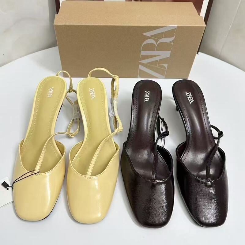 Za2025 Summer New Round-Toe High-Heeled Shoes, Stiletto Heels, Shallow Mouth Sandals, Back Strap Buckles, Hollow Women's Shoes Za2025 Summer New Round-Toe High-Heeled Shoes, Stiletto Heels, Shallow Mouth Sandals, Back Strap Buckles, Hollow Women's Shoes