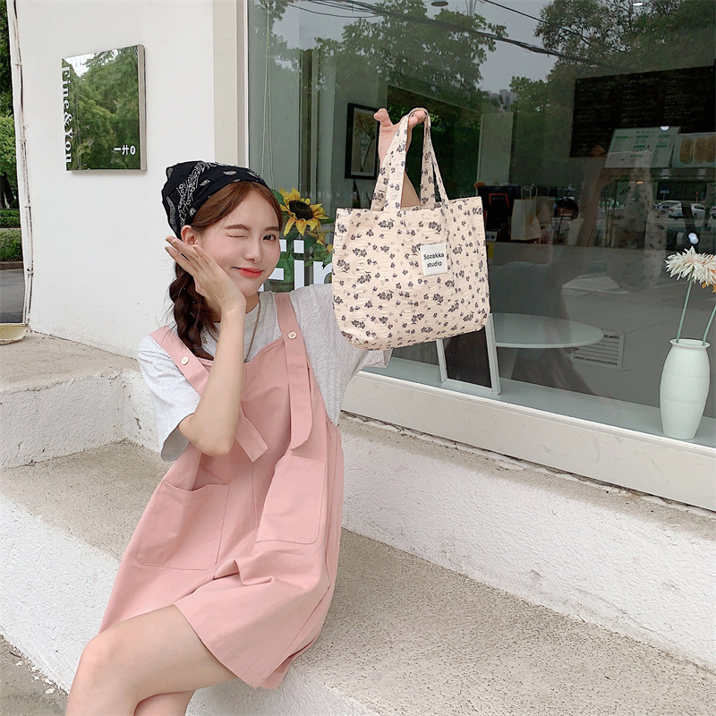 36251 Vintage floral canvas cosmetic bag, large-capacity handbag, women's single-shoulder crossbody bag, tote bag, underarm bag undefined