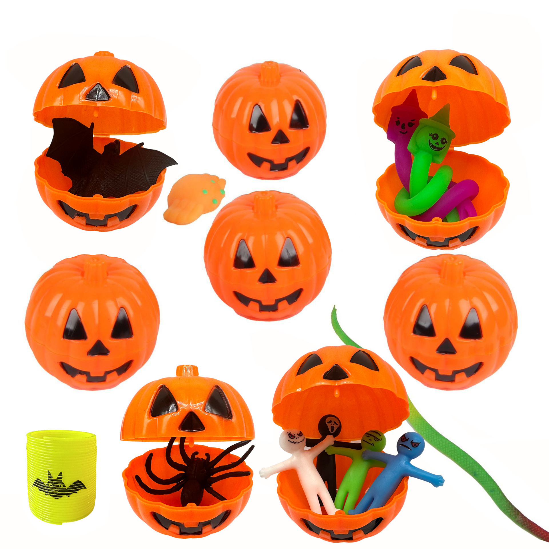 Cross-Border Hot-Selling Open-Top Pumpkin Carnival Party Pumpkin Bucket Blind Box Gashapon Prank Halloween Pumpkin Shell Gift