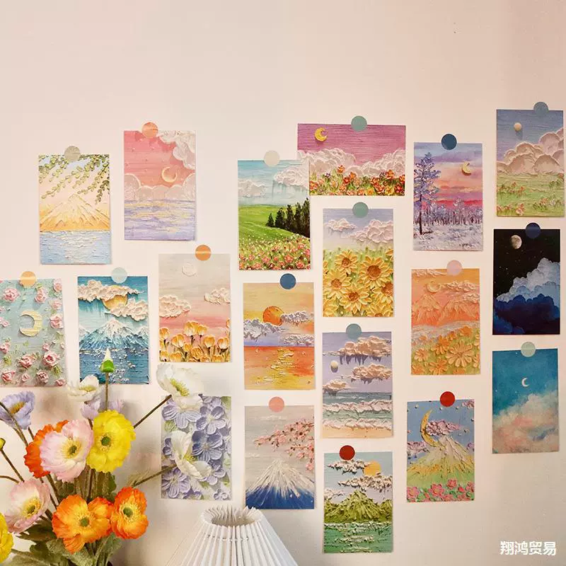 Креативная Карточка масляной живописи Открытки ins Декоративная роспись настенная наклейка Спальня Спальня Сфотографировать фон