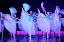 现代民族风一条大河我的祖国折扇芭蕾舞蹈服女童成人大合唱演出服
