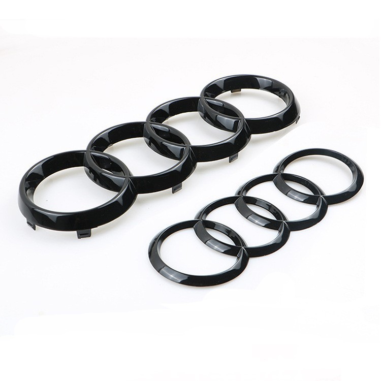 Suitable for Faw Audi Four-Ring A3A5A4La6Lq5Q7 Center Grille Emblem, Rear Emblem, Front and Rear Emblems, Black Modified Car Emblem