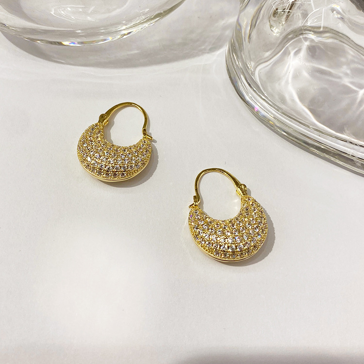 1 Pair Quantity Shopping Occasion Brass Material Gold Plated Plating Solid Color Pattern 1 Pair Modern Style Solid Color Plating Inlay Brass Zircon Gold Plated Earrings