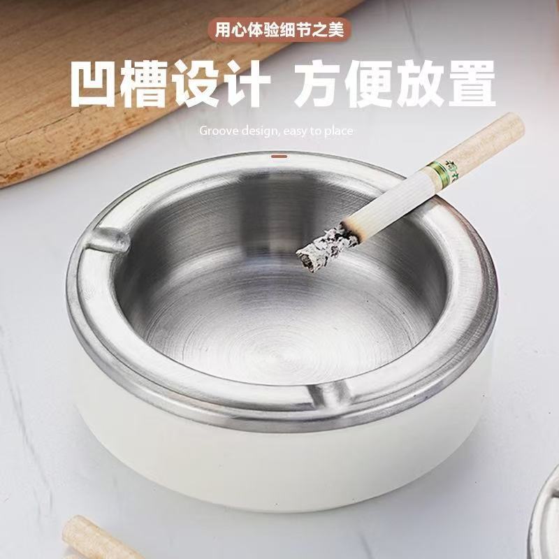 不锈钢双层烟灰缸家居客厅办公室网吧酒吧圆形彩色防风烟灰缸|undefined