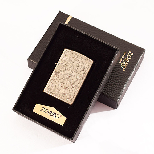 Zorro kerosene lighter color block original copper brushed light plate creative personality men's gift lighter wholesale